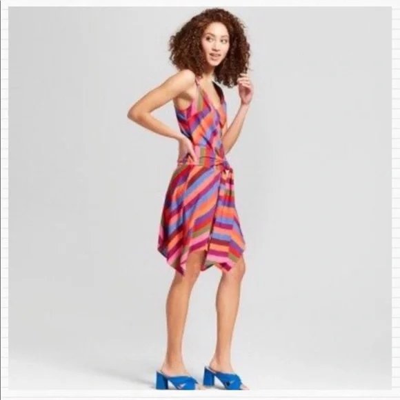 a new day | Dresses | A New Day Vibrant Multi Colored Striped Asymmetrical  Sun Dress | Poshmark